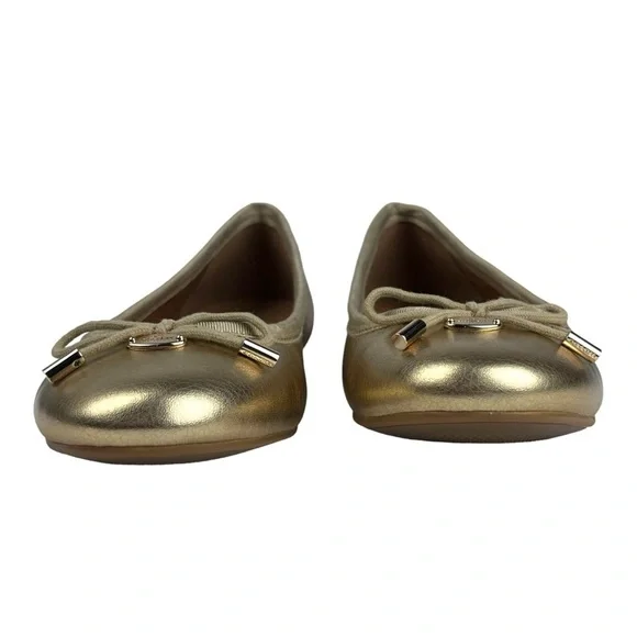COACH LARA Q8259 METALLIC TUMBLED GOLD ROUND TOE HOLIDAY CLASSIC BALLERINA FLAT - Picture 8 of 13